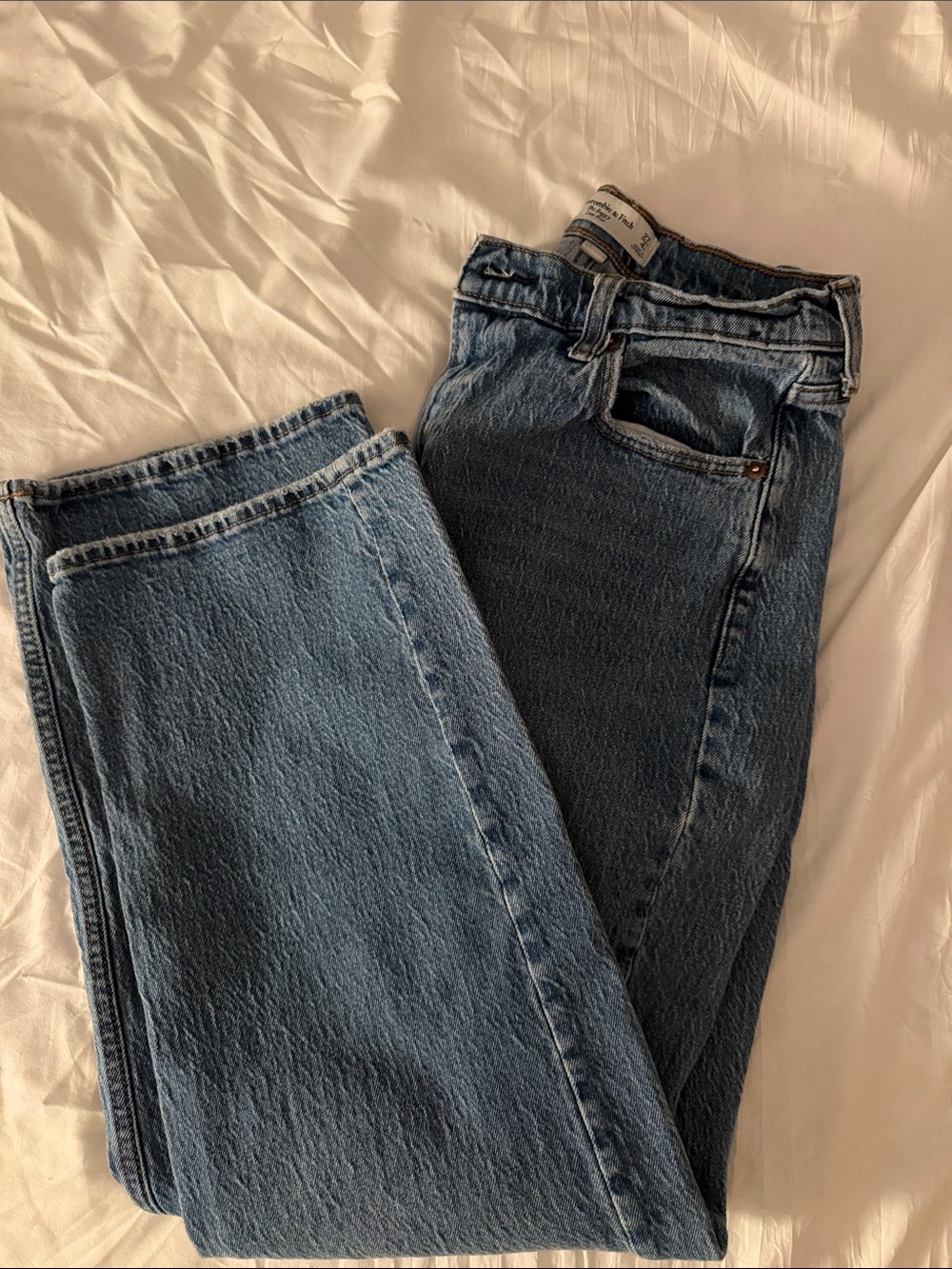 Abercrombie & Fitch Curve Low Rise Baggy Jeans - Medium Blue